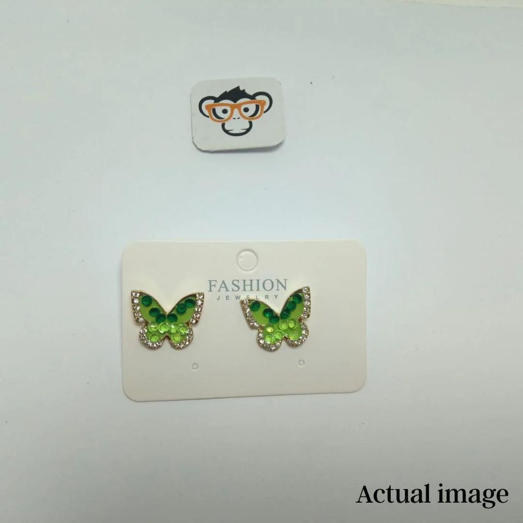 Green Butterfly Crystal Stud Earrings — photo 4
