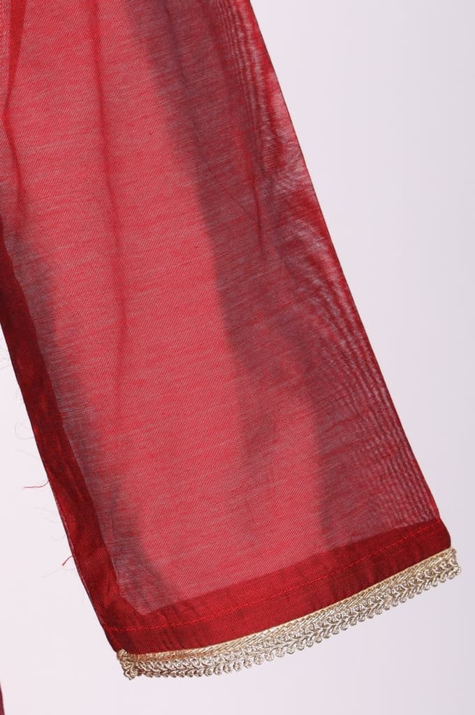 Maroon Yarn Dyed Zari Embroidered Straight Chanderi Kurta — photo 7