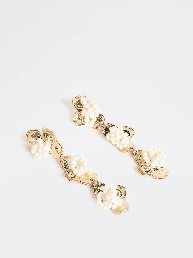 Westside Accessories Gold Floral Beaded Drop Earrings — photo 2