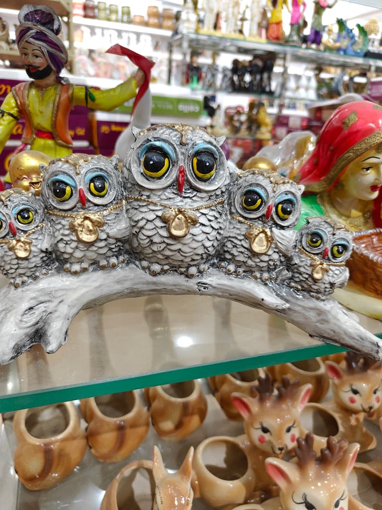 Owl Figurine | Decorative | Ceramic | Gold