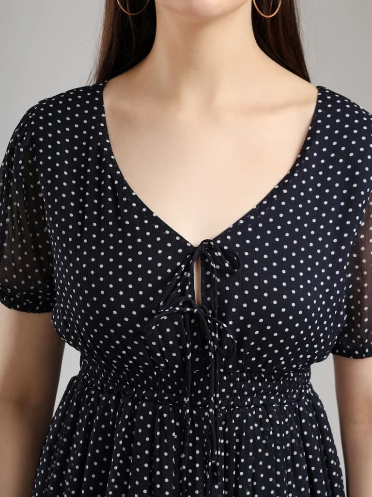 Selis Polka Chiffon Dress — photo 3