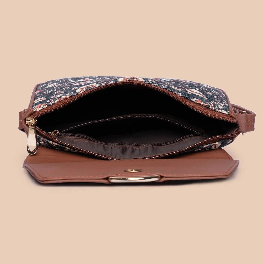 Chittoor Blue Kalamkari Magnetic Sling Bag