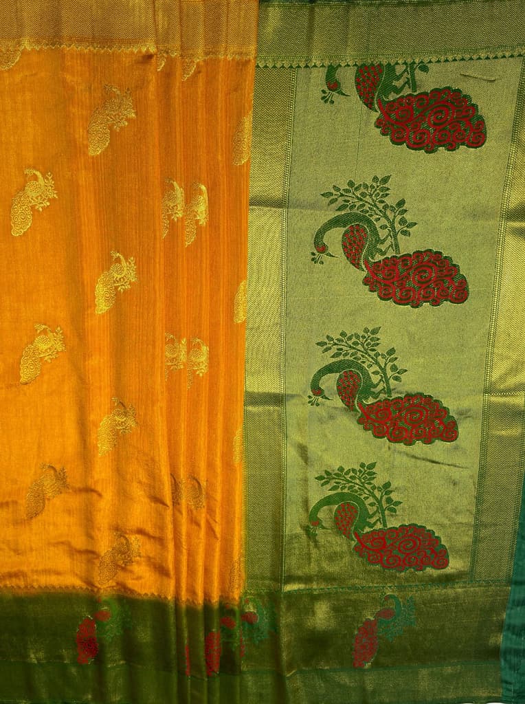 MIMOSA Women's Woven Design Paithani Style Raw Silk Saree with Blouse Piece - Mustard ( SA00003156MSFREE ) — photo 6