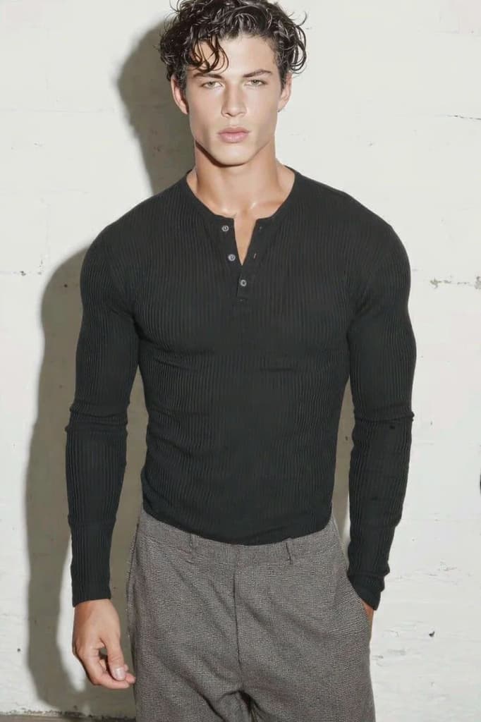 Fine Rib Henley Full Sleeve Tee — photo 6