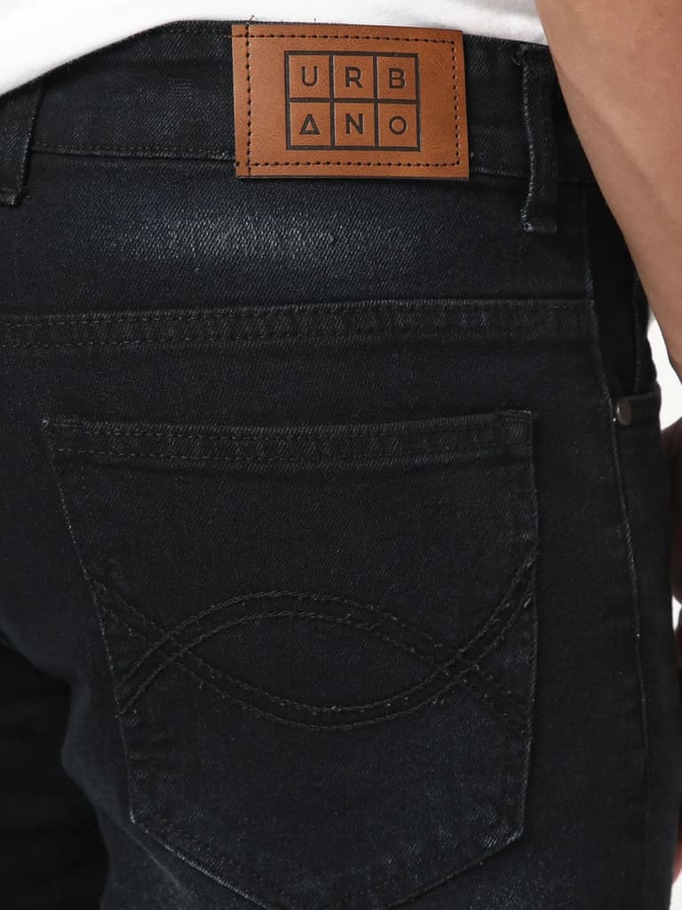 Men's Black Bootcut Fit Mid Rise Heavy Washed Jeans Stretchable — photo 7