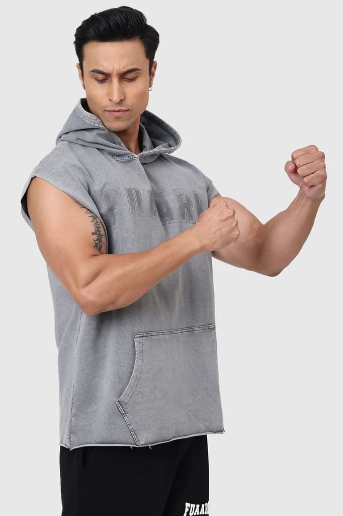 Shadow Washed Capsleeves Hoodie Light Grey — photo 7