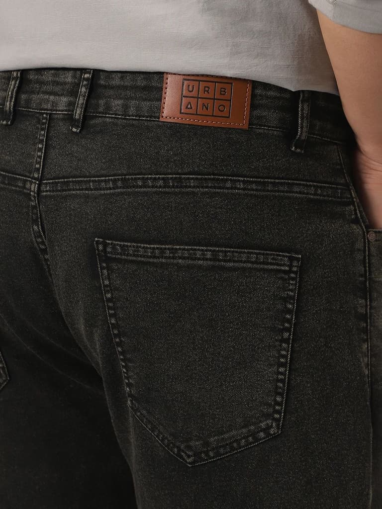 Plus Men's Black Straight Fit Heavy Washed Jeans Stretchable — photo 6