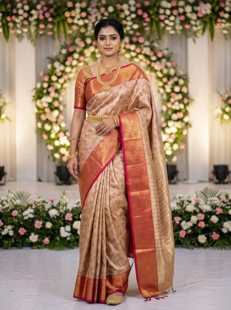 MIMOSA Women's Woven Design Kanjivaram Style Art Silk Saree with Blouse Piece - Maroon (SA00002477MRFREE) — Default Title