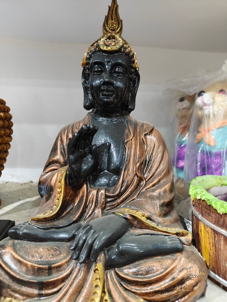 Black Buddha Statue | Decorative | Wood | Gold