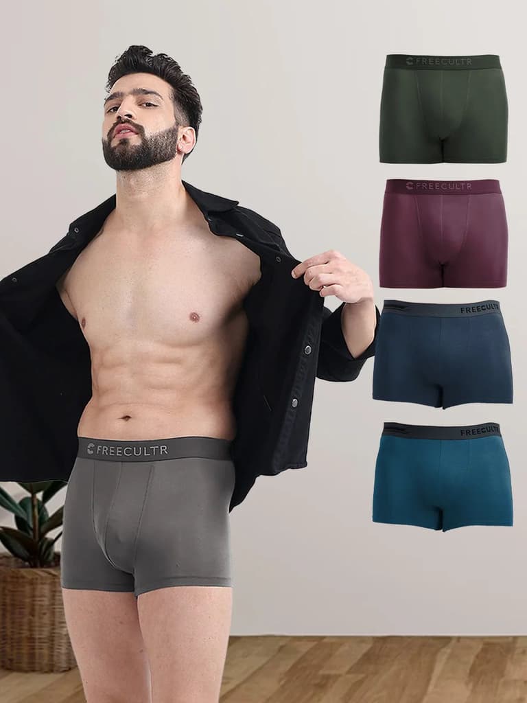 Weekday Special - Men's Anti-Bacterial Micro Modal Trunk (Pack of 5) — Green; Grey; Blue; Sky Blue; Wine / S / Men