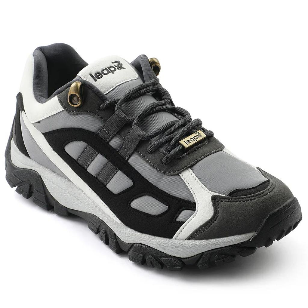 Leap7x Light Grey Sports Lacing Running Shoes For Men EAST-1 By Liberty