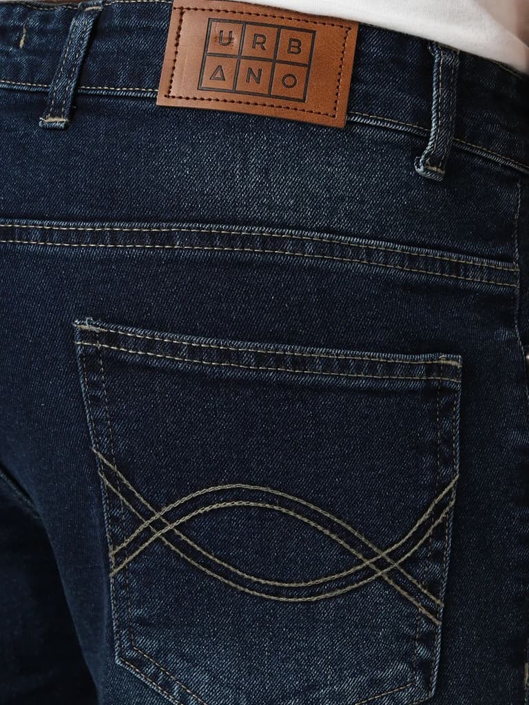 Men's Blue Bootcut Fit Mid Rise Heavy Washed Jeans Stretchable — photo 6