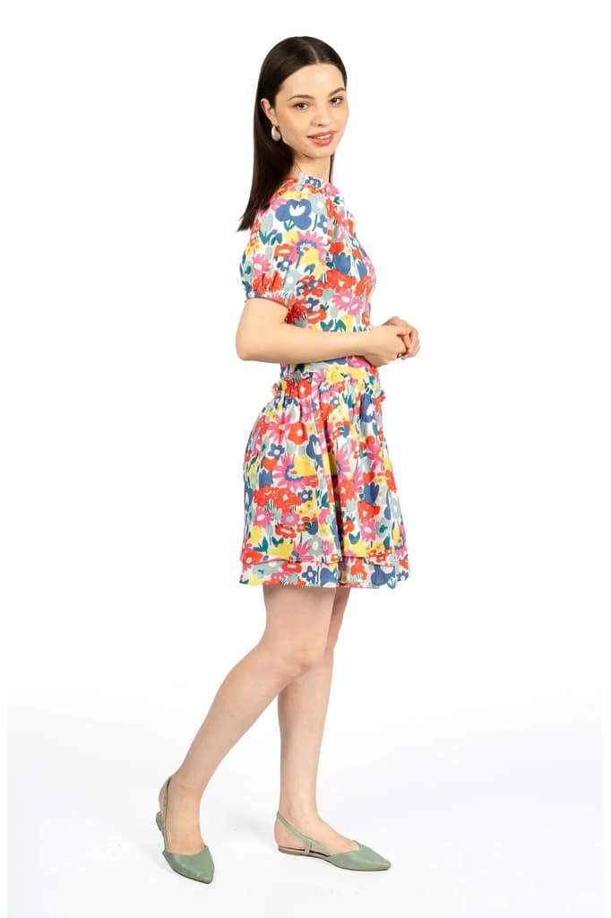 Multicolour Floral Cotton Double Cloth Fit & Flare Dress — photo 4