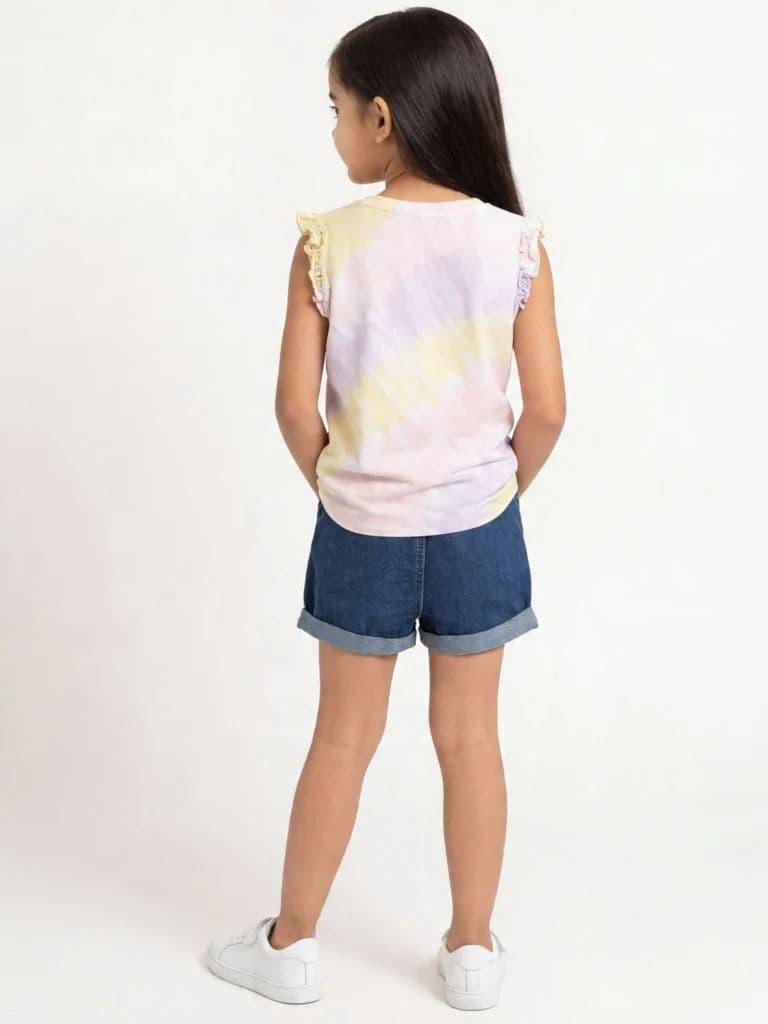 HOP Kids Girls Dark Blue High-Rise Denim Shorts — photo 2