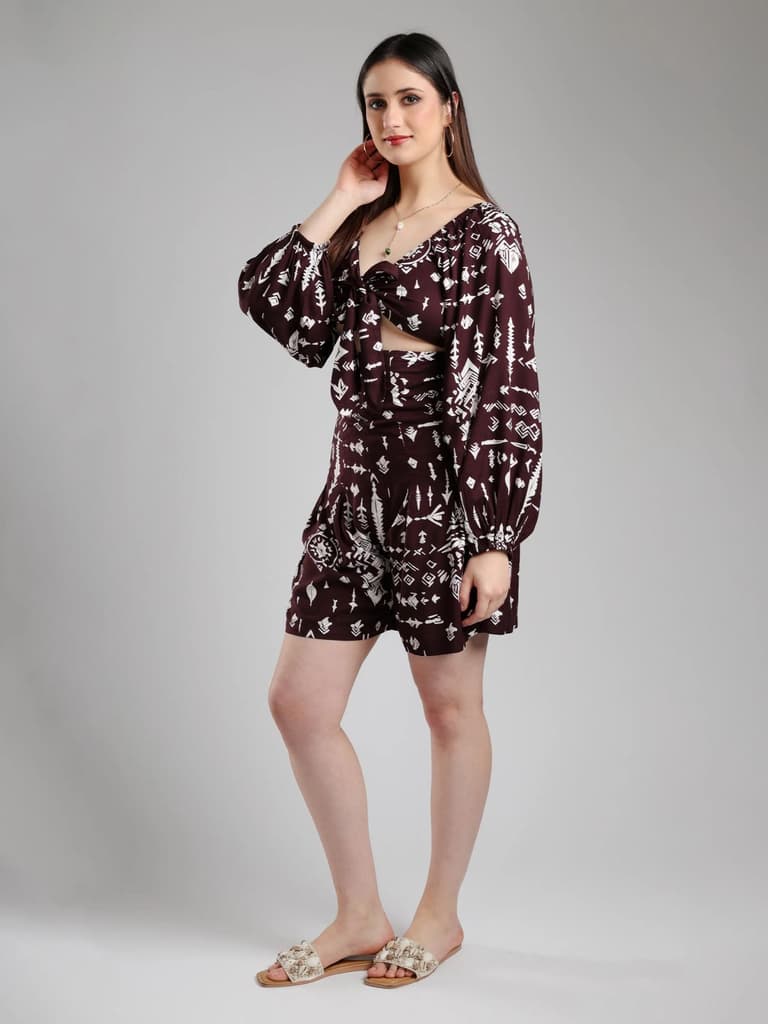 Elowen Abstract Playsuit- Brown — photo 5