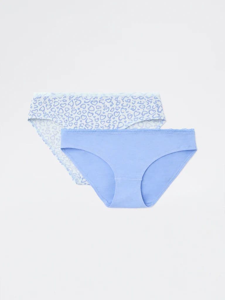 Superstar Blue Printed Cotton-Blend Bikini Briefs - Pack of 2 — photo 2