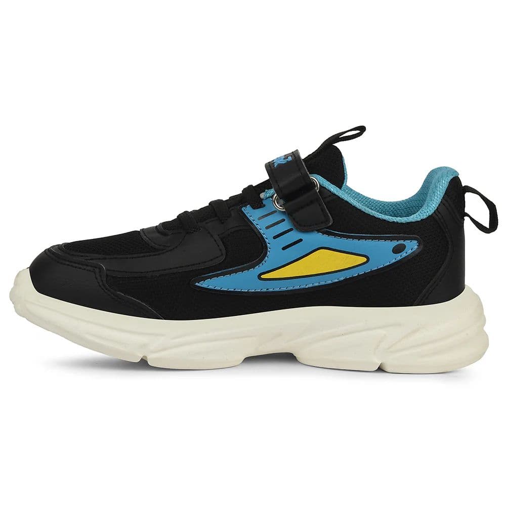 Leap7x Black Sports Non Lacing Walking Shoes For Kids CLOUDY-5V By Liberty — photo 3
