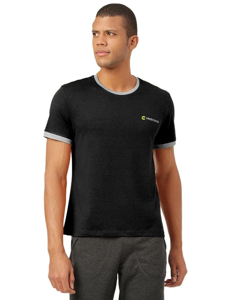 Men's Organic Bamboo Casual Tees - Crew Neck (Pack Of 1) — Black / S / Men