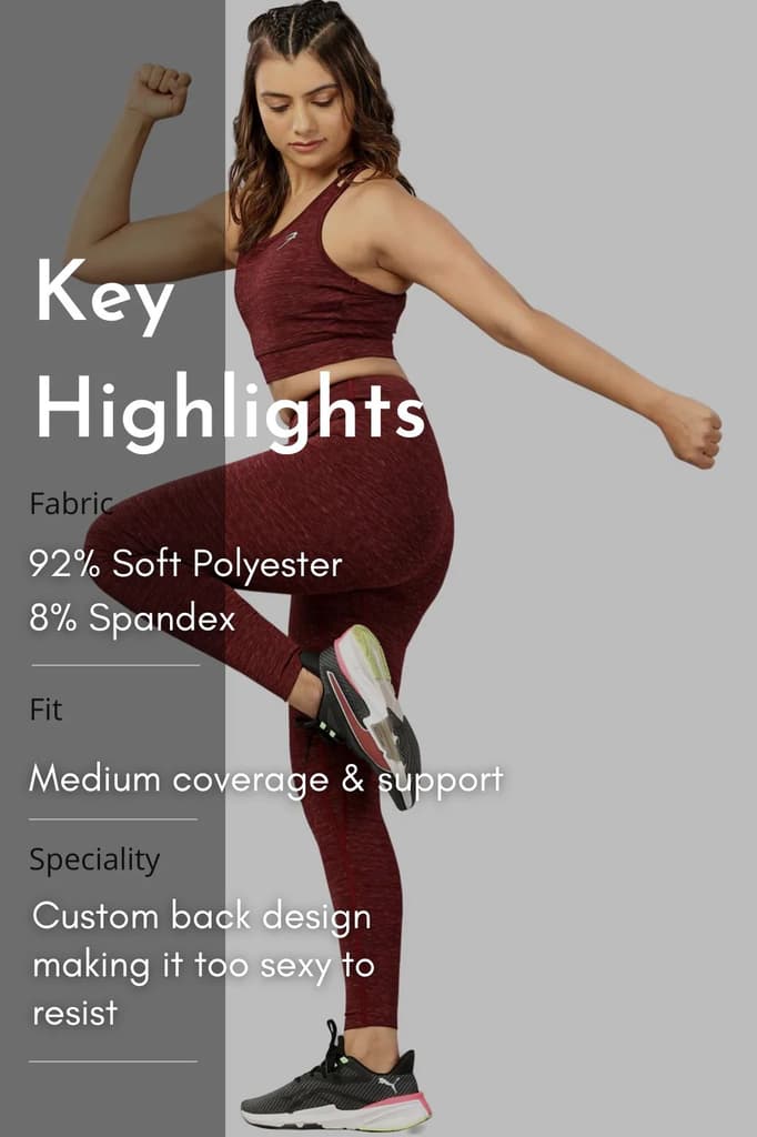 Essential Melange Sports Bra Maroon — photo 6