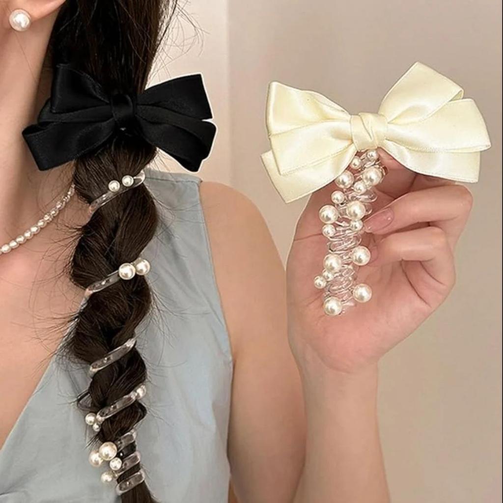 Bow n Glow Spiral Tie | Telephone Wire Clip with Satin Bow — photo 2