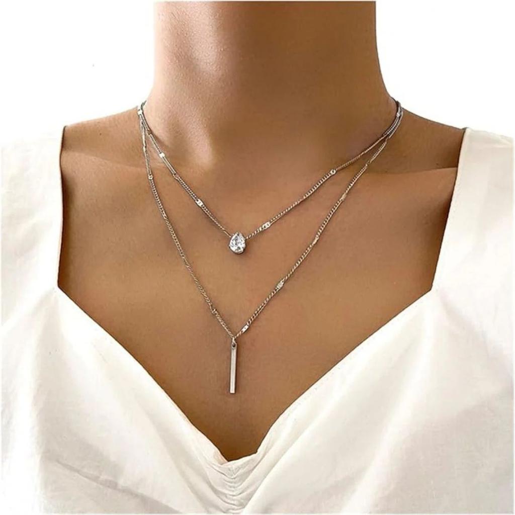 Double Trouble Necklace | Bar Necklace with Teardrop Rhinestone — photo 5