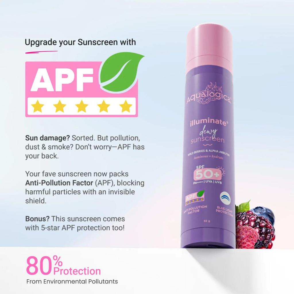 Illuminate+ Dewy Sunscreen In-Vivo Tested SPF 50+ PA++++ with Wild Berries & Alpha Arbutin - 50 g