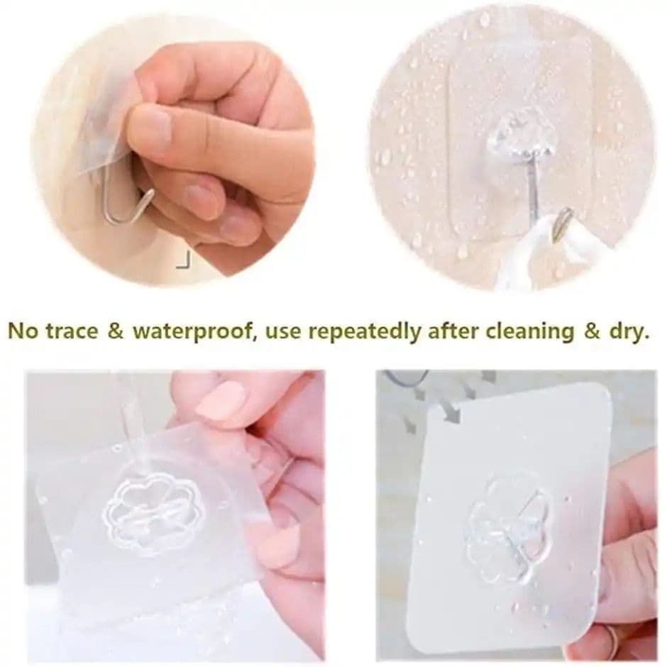 Perpetual Self Adhesive Wall Hooks | Heavy Duty | Transparent | Multipurpose | Set of 5 — photo 3