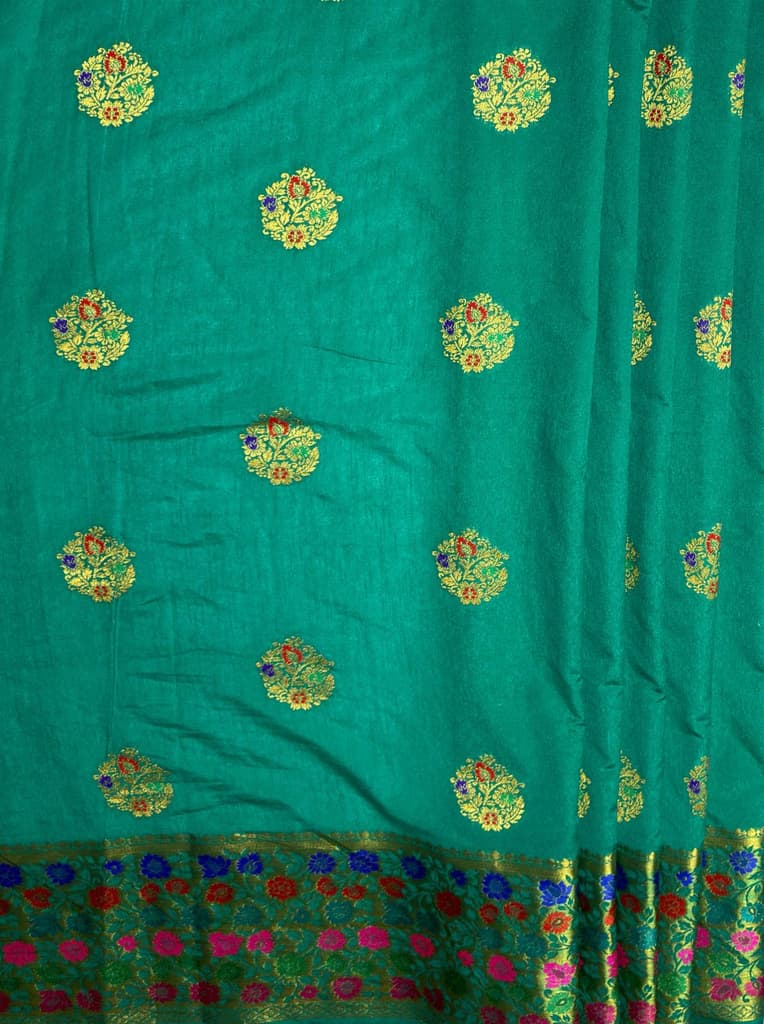 MIMOSA Women's Woven Design Paithani Style Raw Silk Saree with Blouse Piece - Rama ( SA00003127RMFREE ) — photo 6