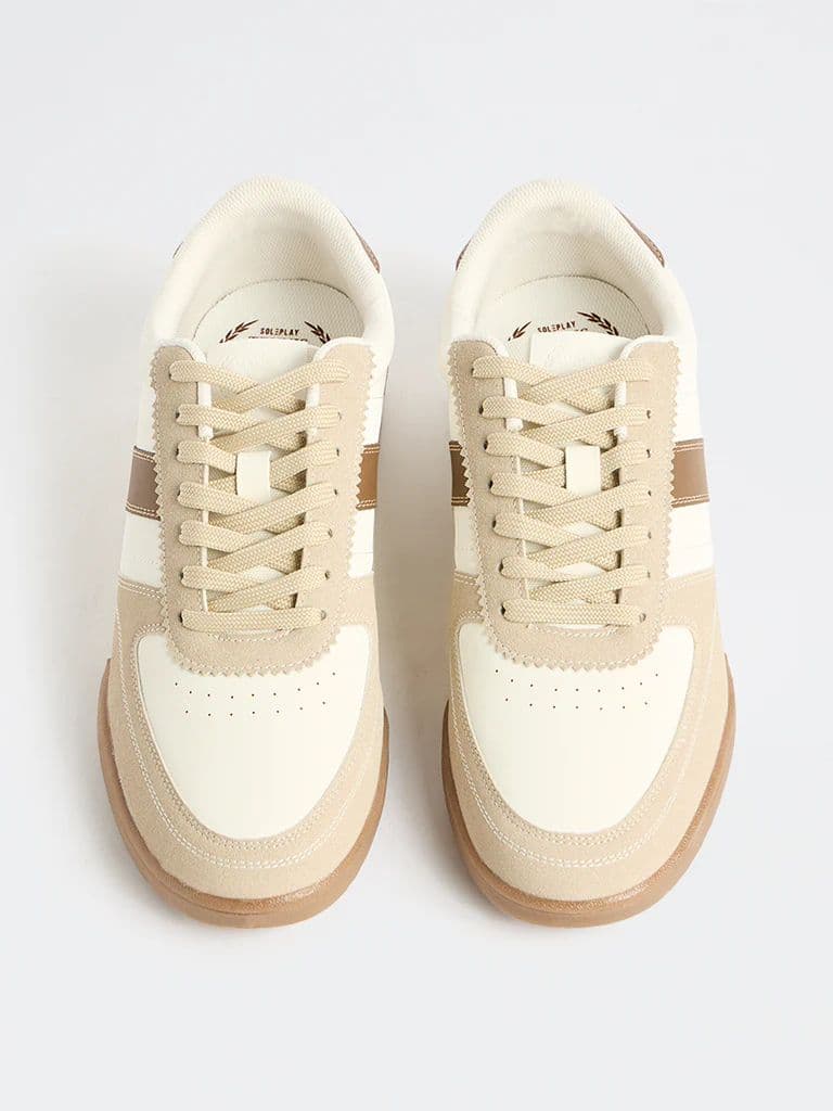 SOLEPLAY Beige Stripe-Detailed Lace-Up Sneakers — photo 3