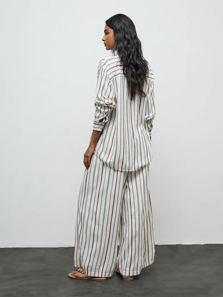 LOV Off-White Striped High-Rise Pants — photo 4