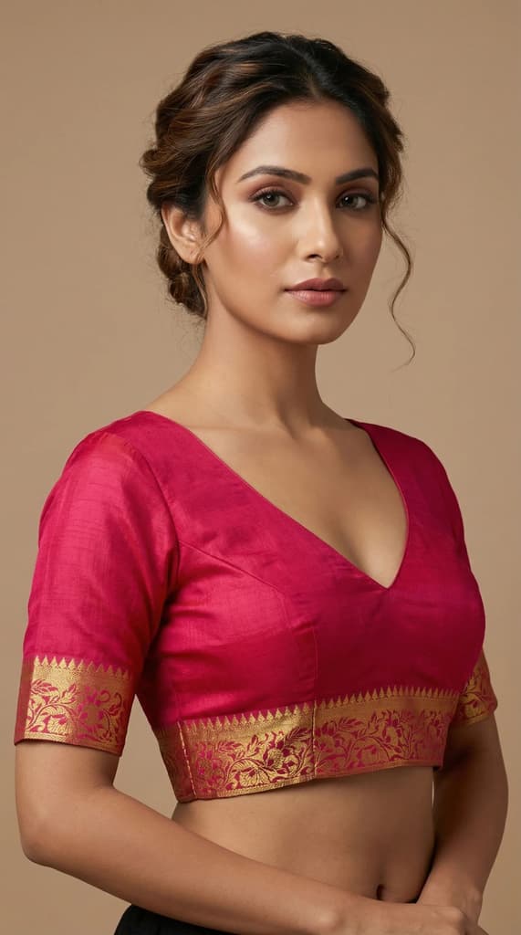 MIMOSA Women's Woven Design Paithani Style Art Silk Saree with Blouse Piece - Rani ( SA00003125RNFREE ) — photo 5