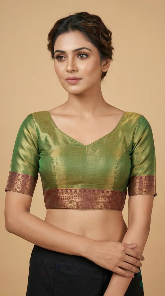 MIMOSA Women's Woven Design Kanjivaram Style Art Silk Saree with Blouse Piece - Green (SA00001522GRNFREE) — photo 5
