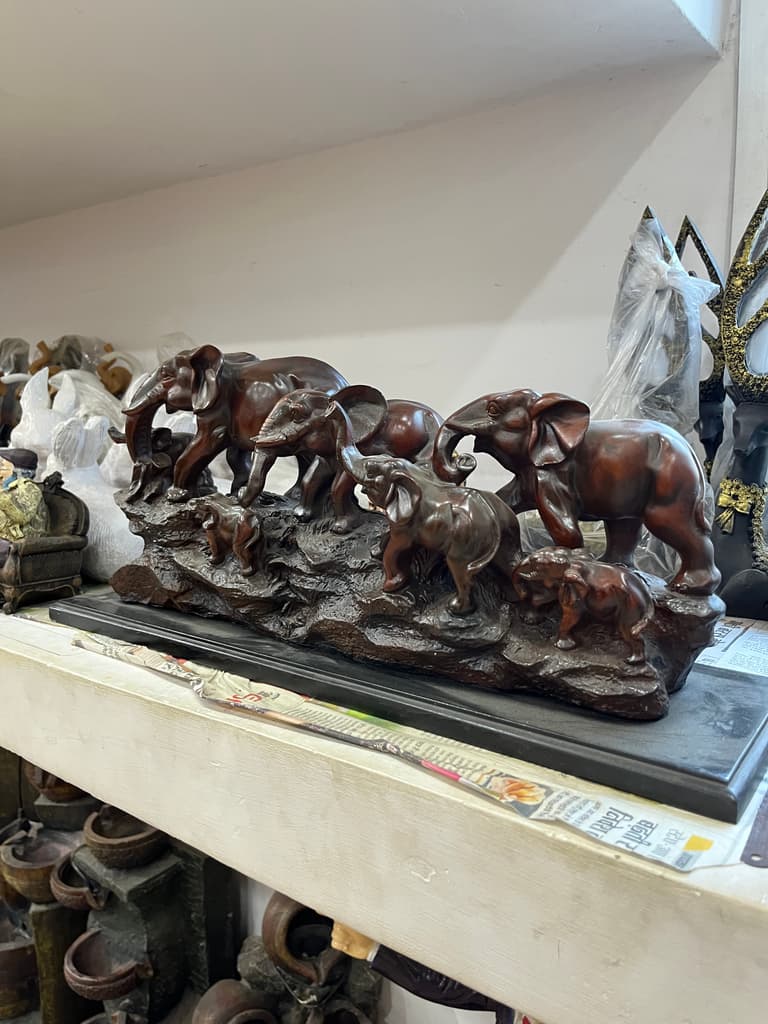 Elephant Figurine | Statue | Wood | Brown