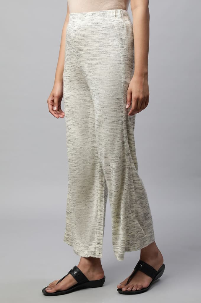 Grey Solid Straight Fit Palazzo With Elasticated Waist — photo 3