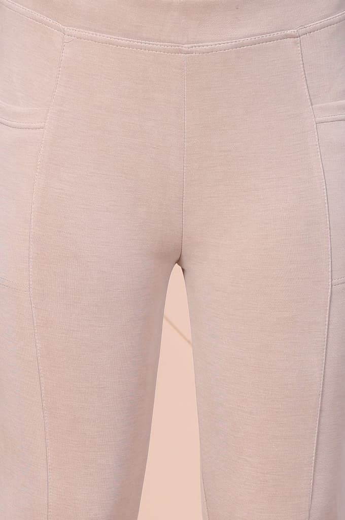 Beige Solid High-Waist Modal Tights — photo 6