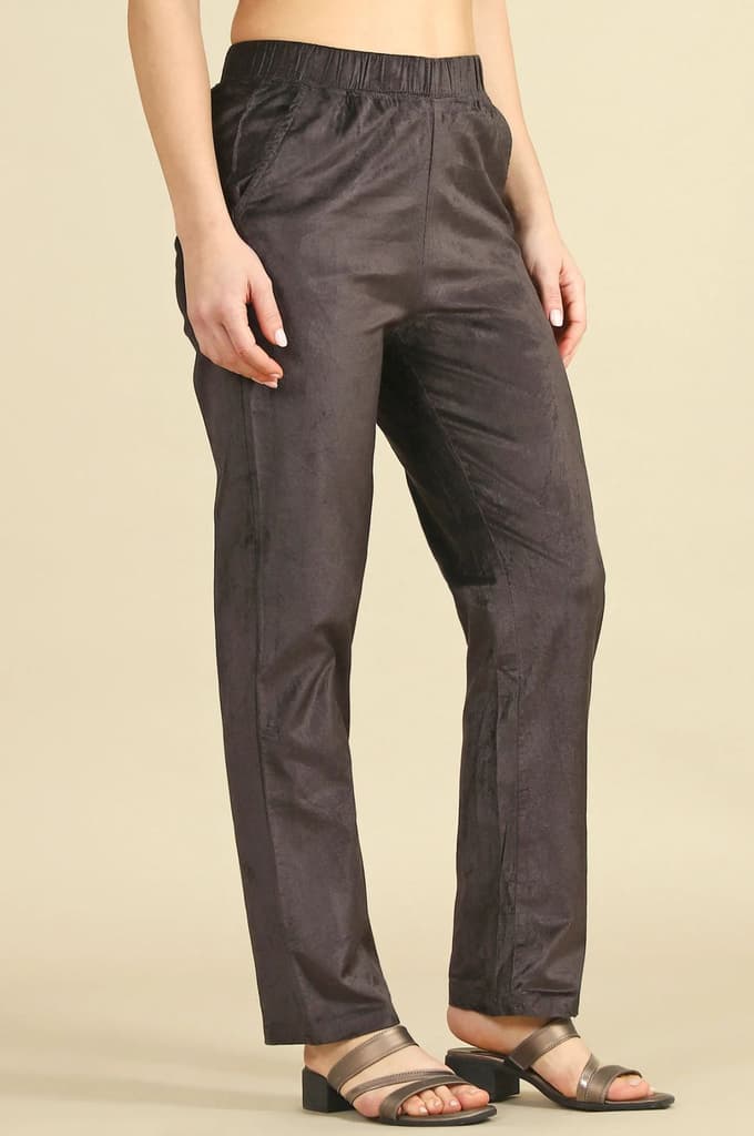 Grey Solid Straight Pants — photo 6