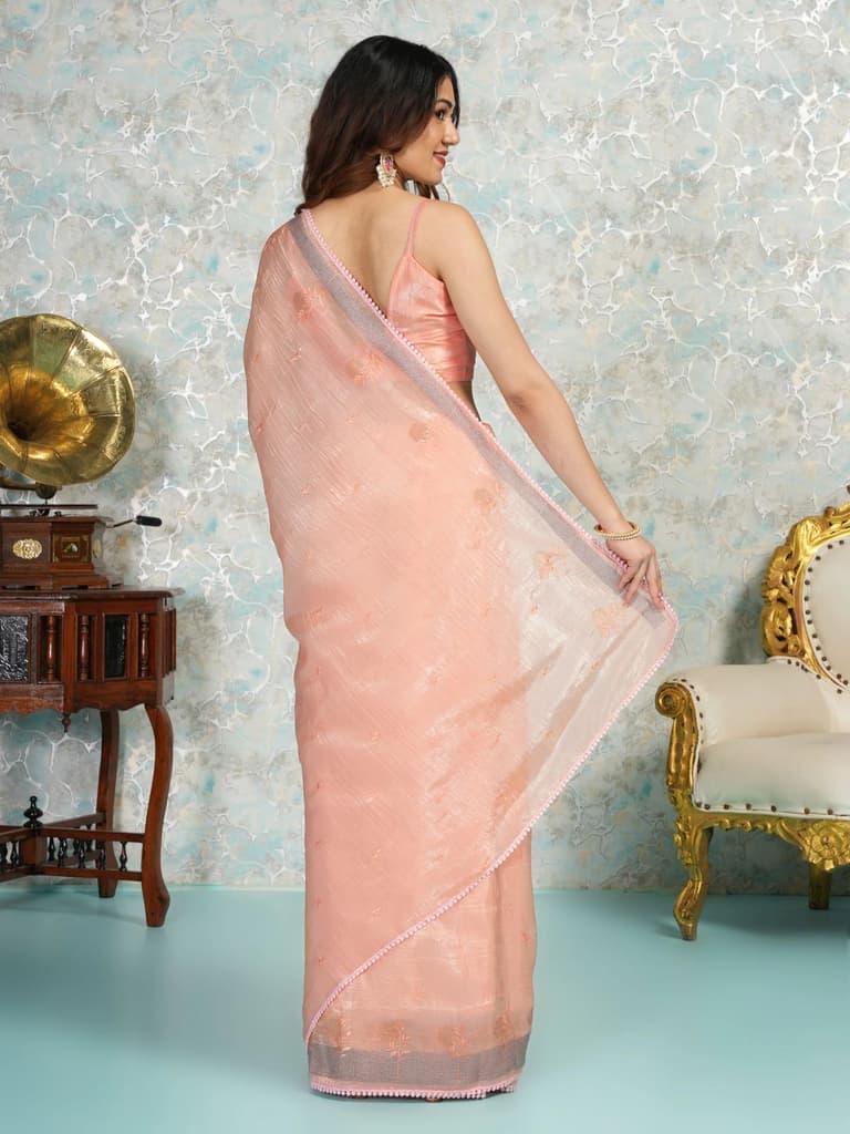 Mimosa Women's Woven Design Banarasi Style Tissue Crush Saree With Blouse Piece : SA00002016PCFREE — photo 4