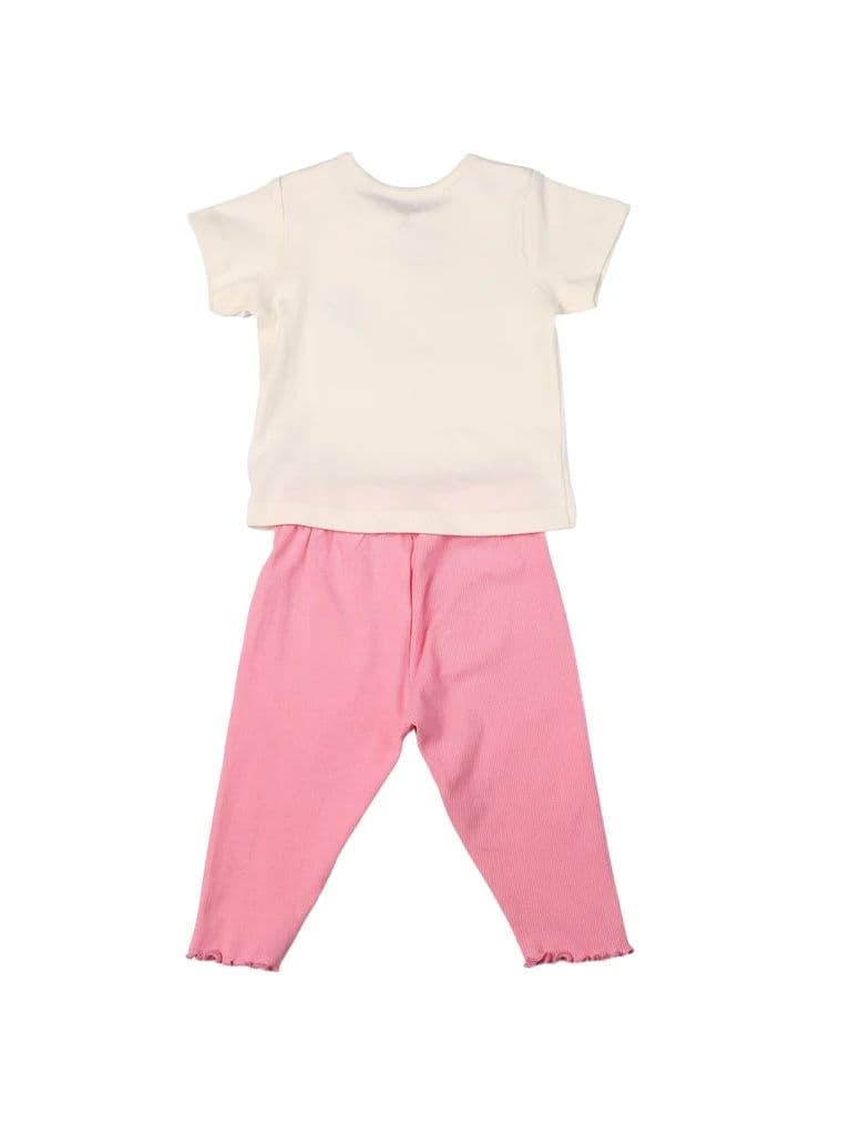 HOP Baby Girls Multicolour Printed Cotton T-Shirt and Pants Set — photo 3