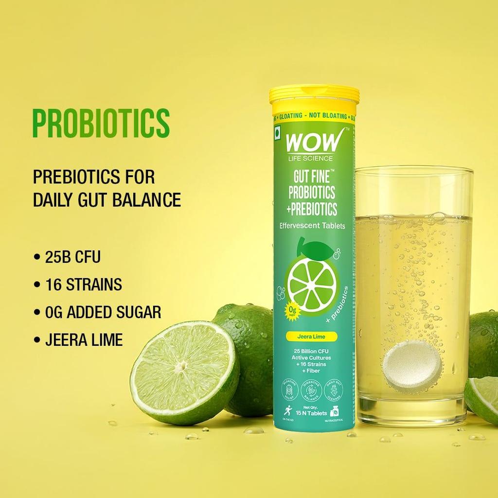 Gut Fine Probiotics & Prebiotics Effervescent Tablets Daily Digestive