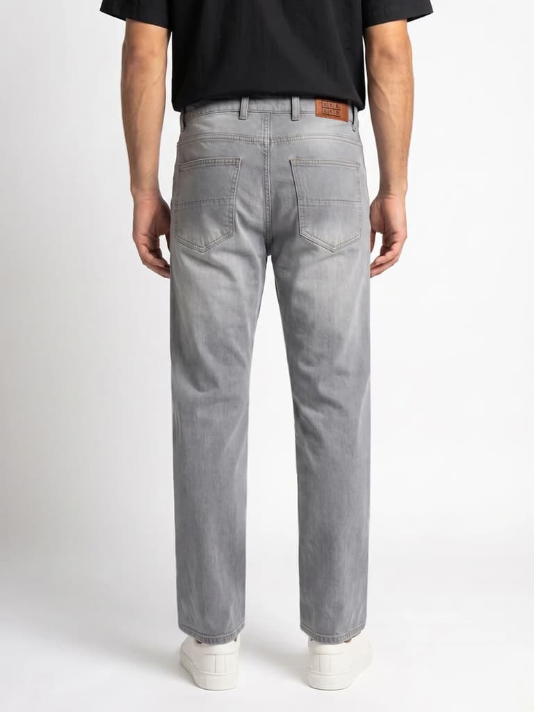Men's Ice Grey Relaxed Fit Washed Denim Jeans Non-Stretchable — photo 3