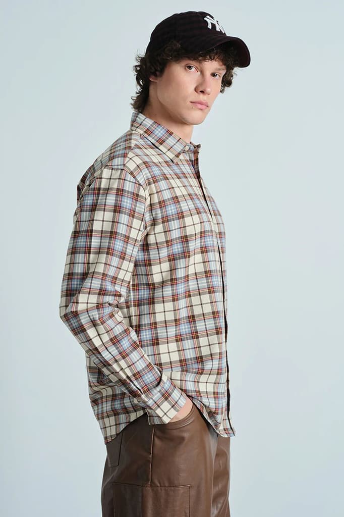 Frosted Blue Plaid Casual Shirt — photo 6