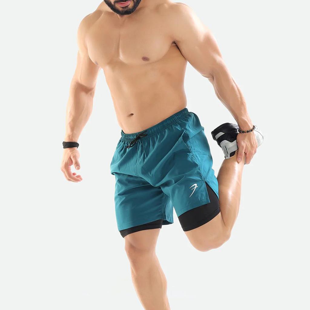 2 in 1 Compression Shorts Teal