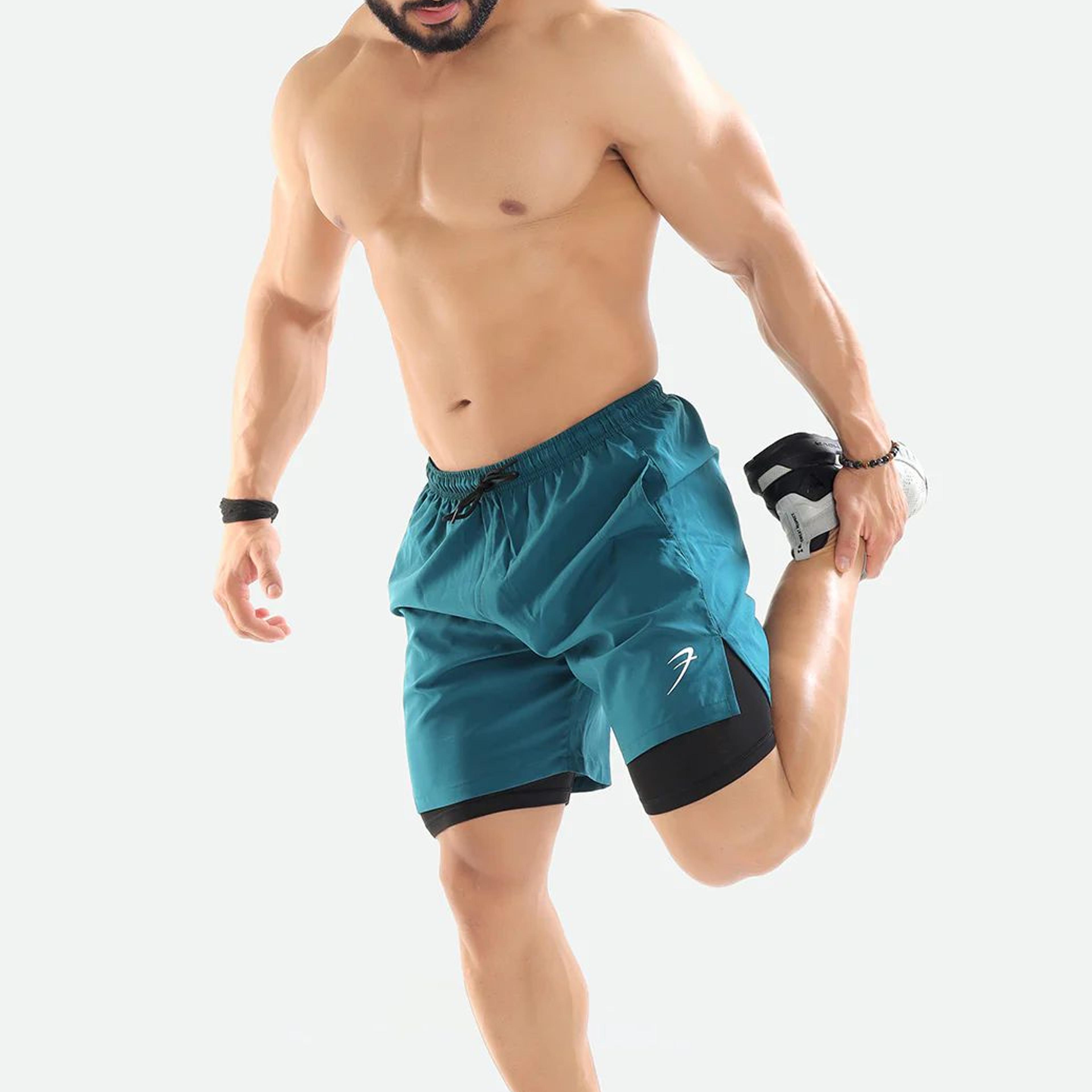 2 in 1 Compression Shorts Teal