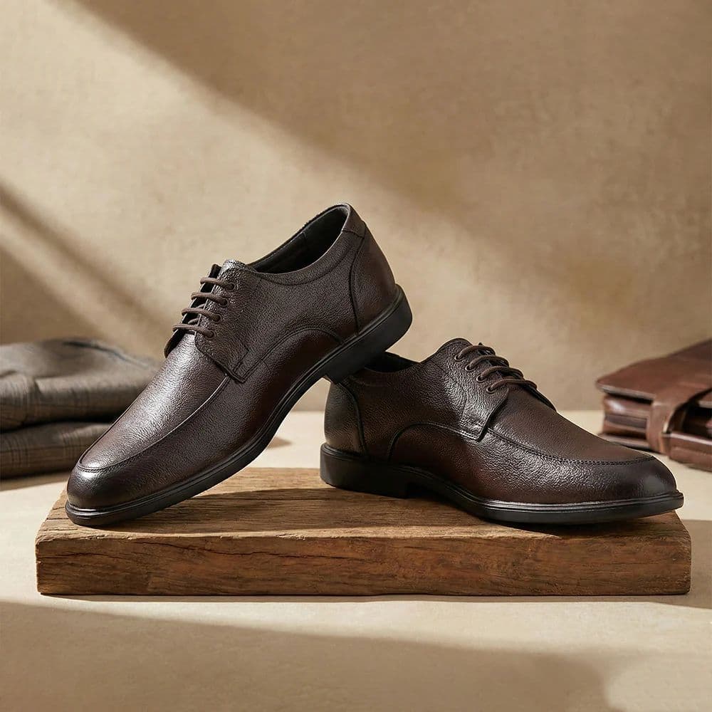 Healers HML-92E Brown Formal Lacing Derby Shoes for Men — photo 2