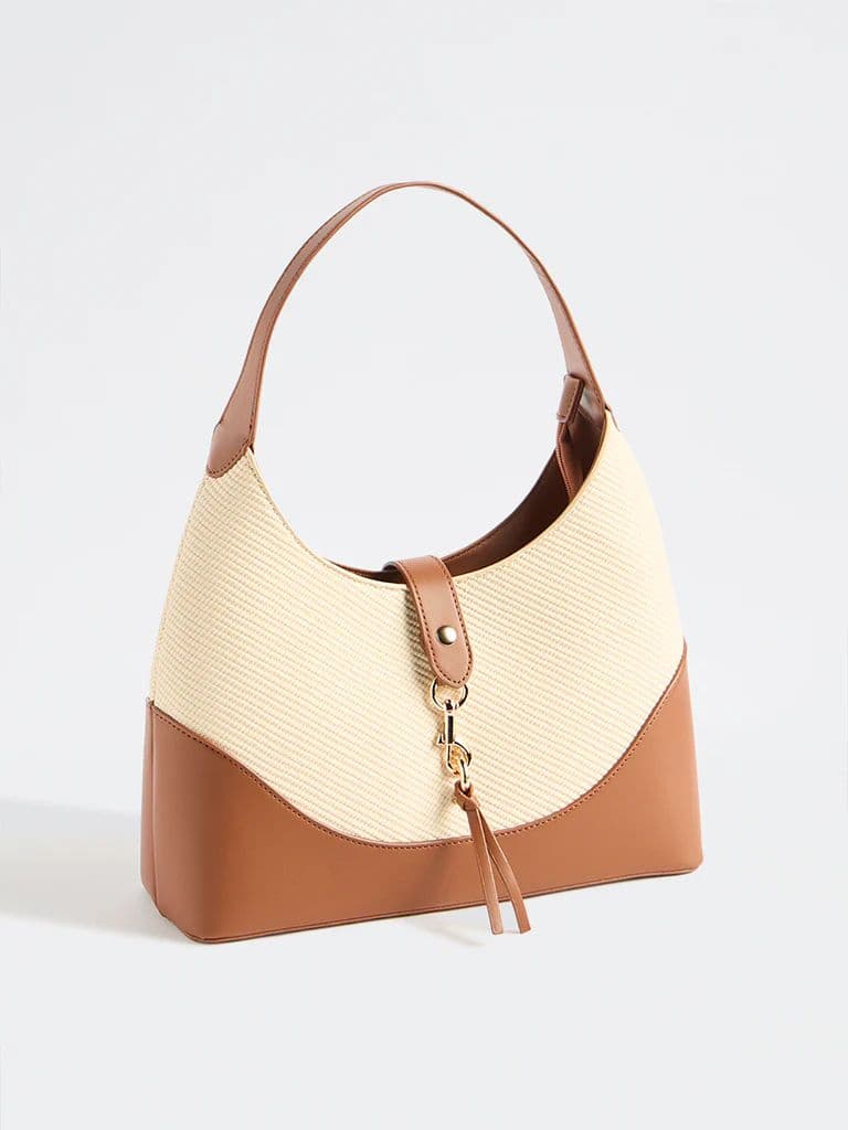 Westside Cream Textured Canvas Shoulder Bag — photo 2