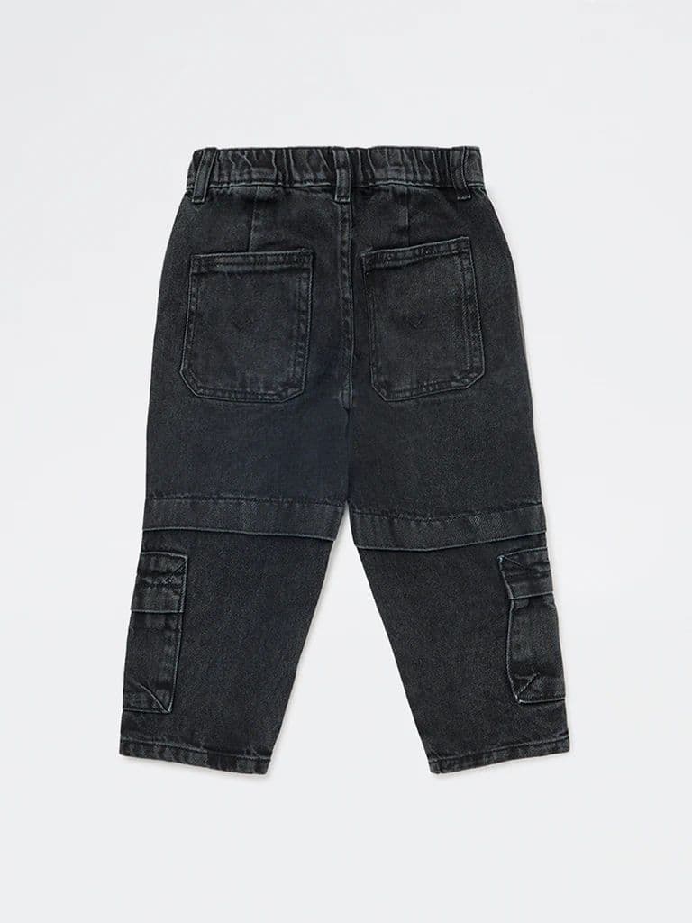 HOP Kids Boys Charcoal Mid-Rise Relaxed-Fit Jeans — photo 4