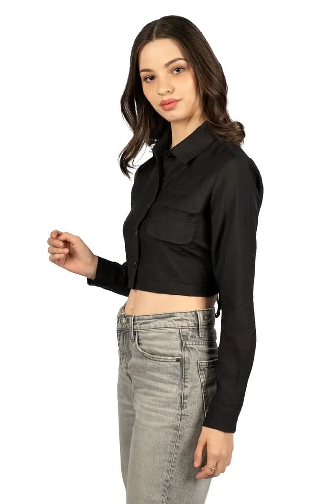 Black Boxy Viscose-Nylon Hammer Shirt — photo 3
