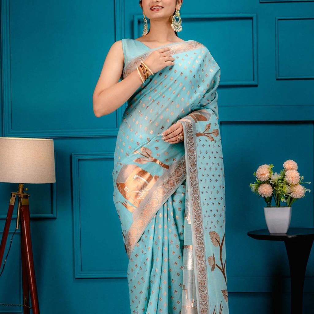 Mimosa Women's Woven Design Banarasi Style Art Silk Saree With Blouse Piece : SA00001828ANFREE