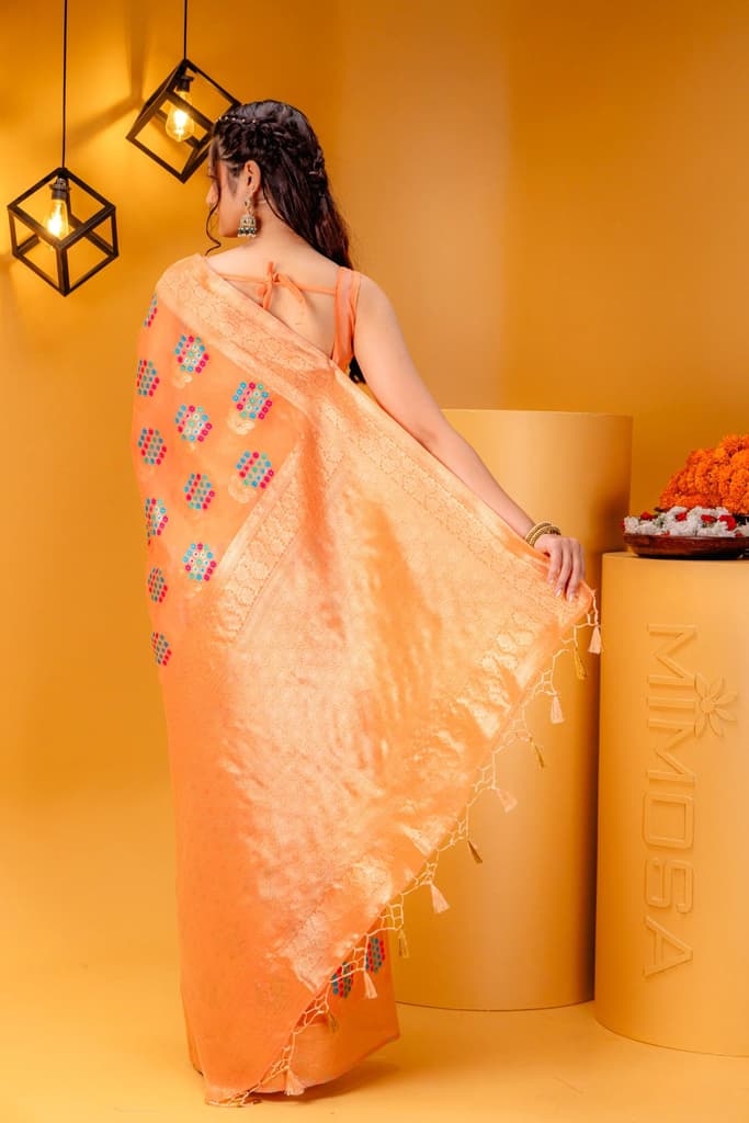 Mimosa Women's Woven Design Banarasi Style Art Silk Saree With Blouse Piece : SA00001595PCFREE — photo 6