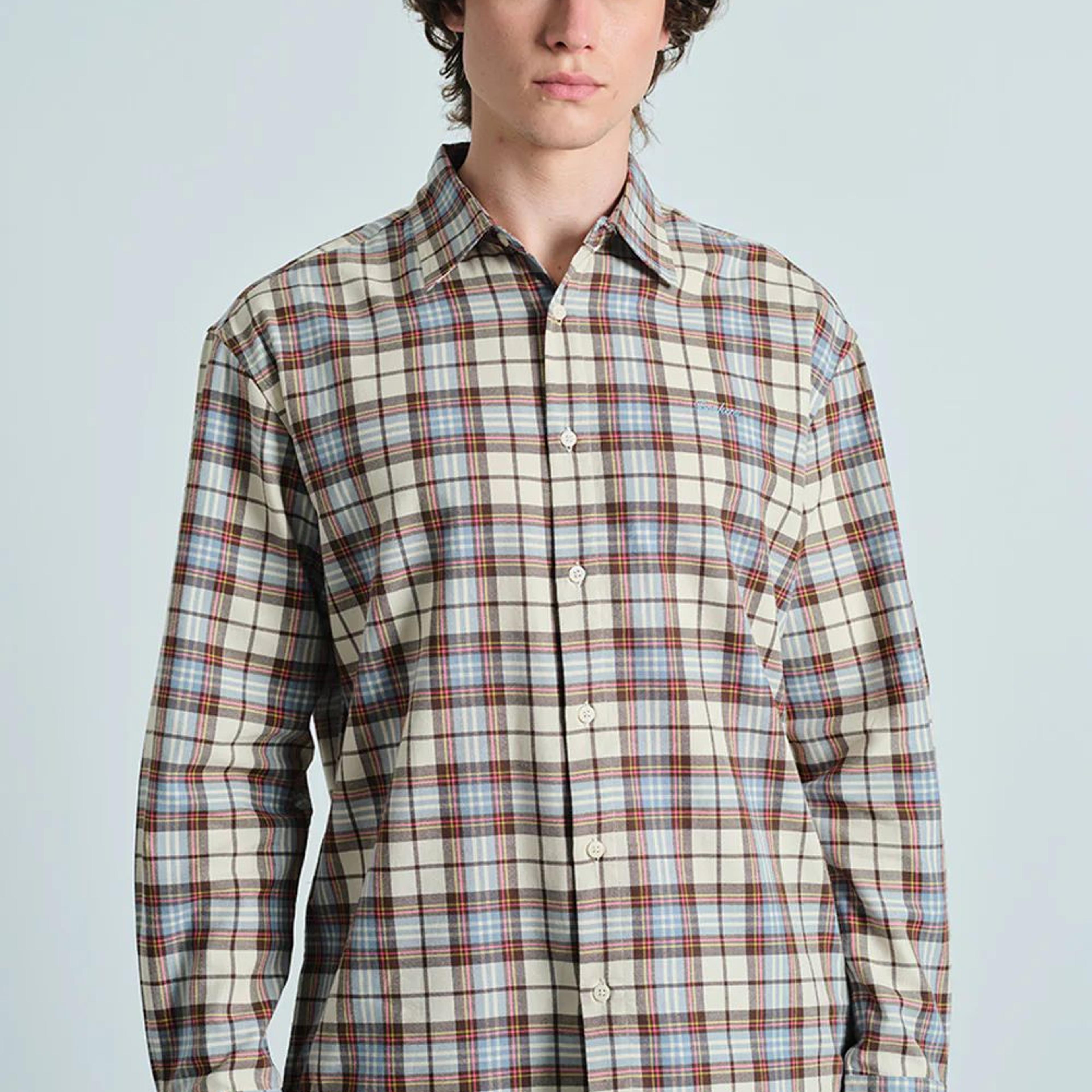 Frosted Blue Plaid Casual Shirt